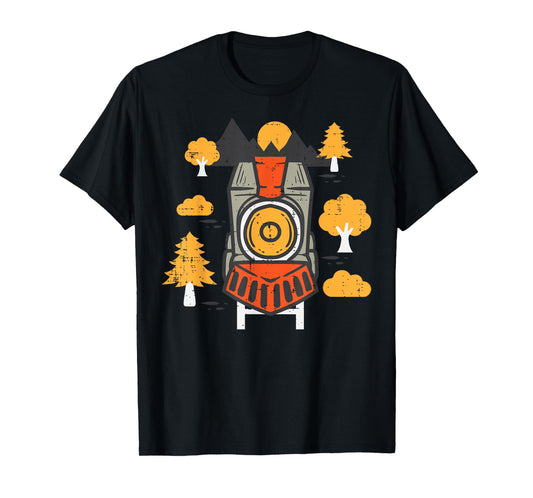 Steam Train Front Cute Locomotive Boys Kids Toddler Men T-Shirt