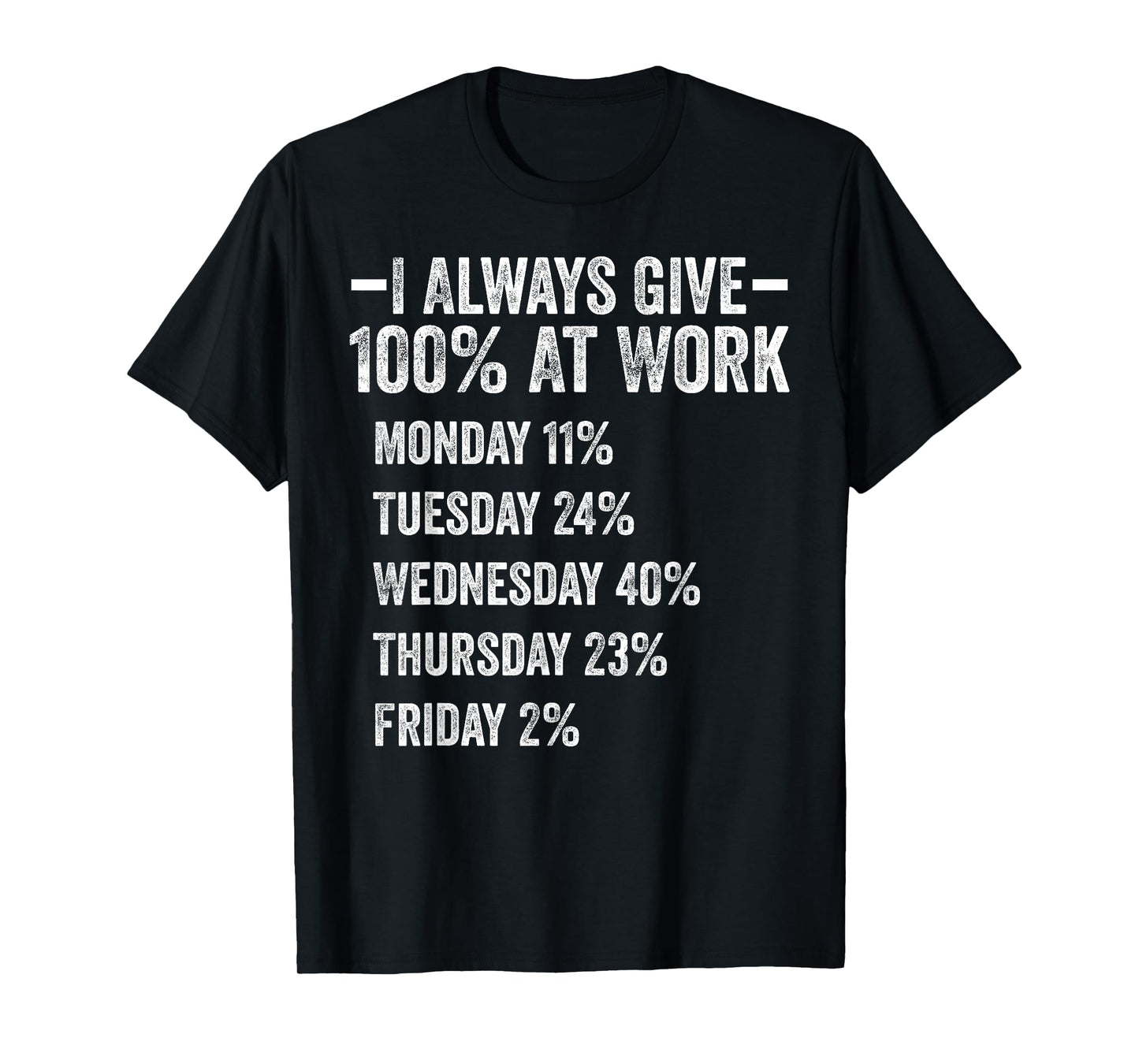I Always Give 100% at Work Funny Work Quotes Humor Sarcastic T-Shirt