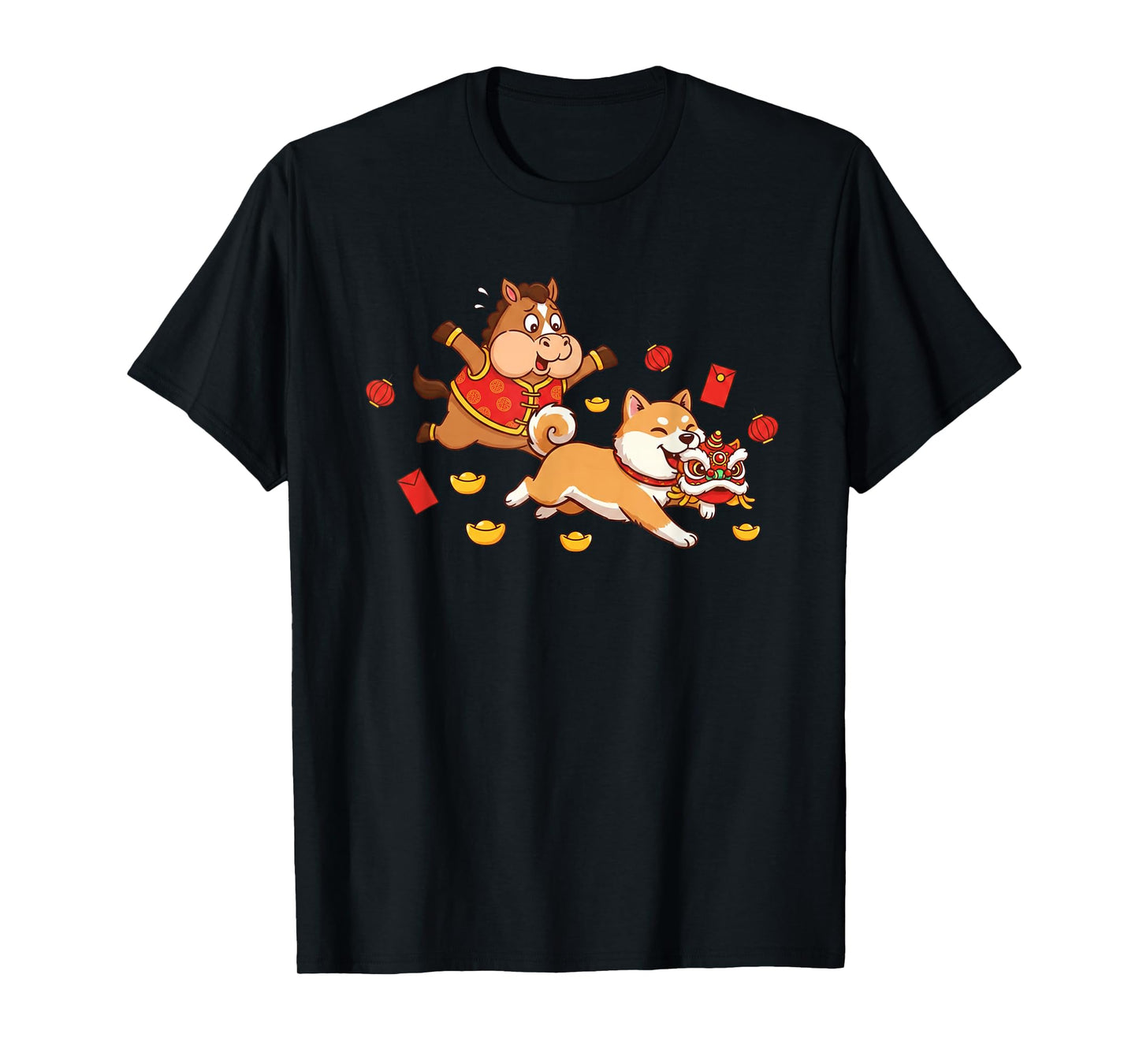 Chinese Horse Akita Funny Kids Mens Womens Happy New Year T-Shirt