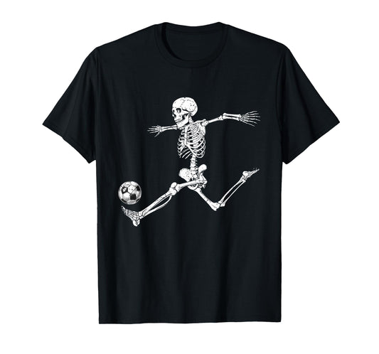 Soccer Skeleton Halloween Player Catcher Mens Boys Kids T-Shirt
