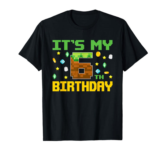 Birthday Boy It's My 6th Birthday Video Game Pixel Number T-Shirt
