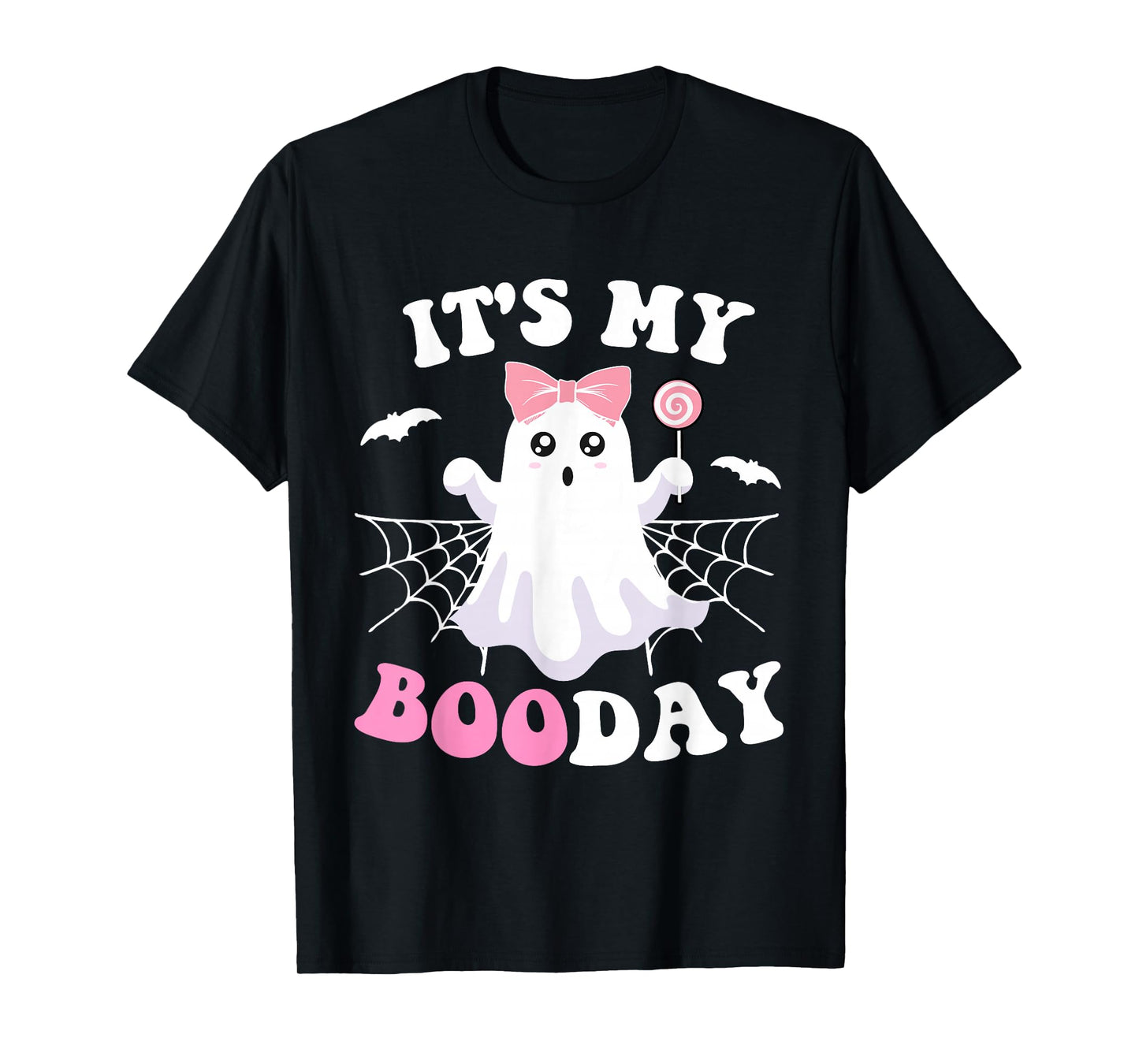It's My Boo Day Cute Halloween Birthday Pink Ghost Girls T-Shirt