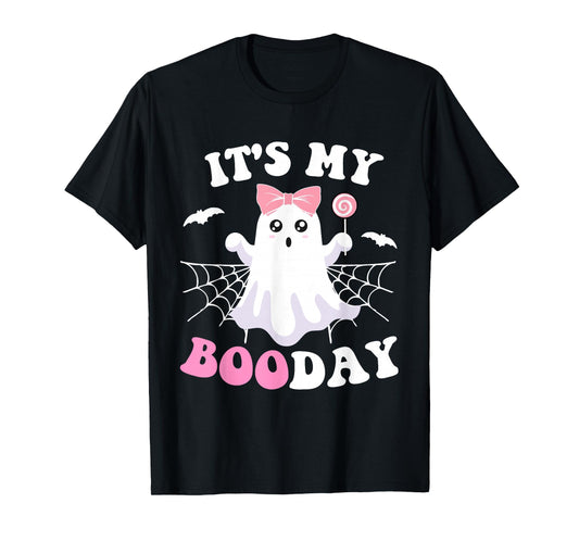 It's My Boo Day Cute Halloween Birthday Pink Ghost Girls T-Shirt