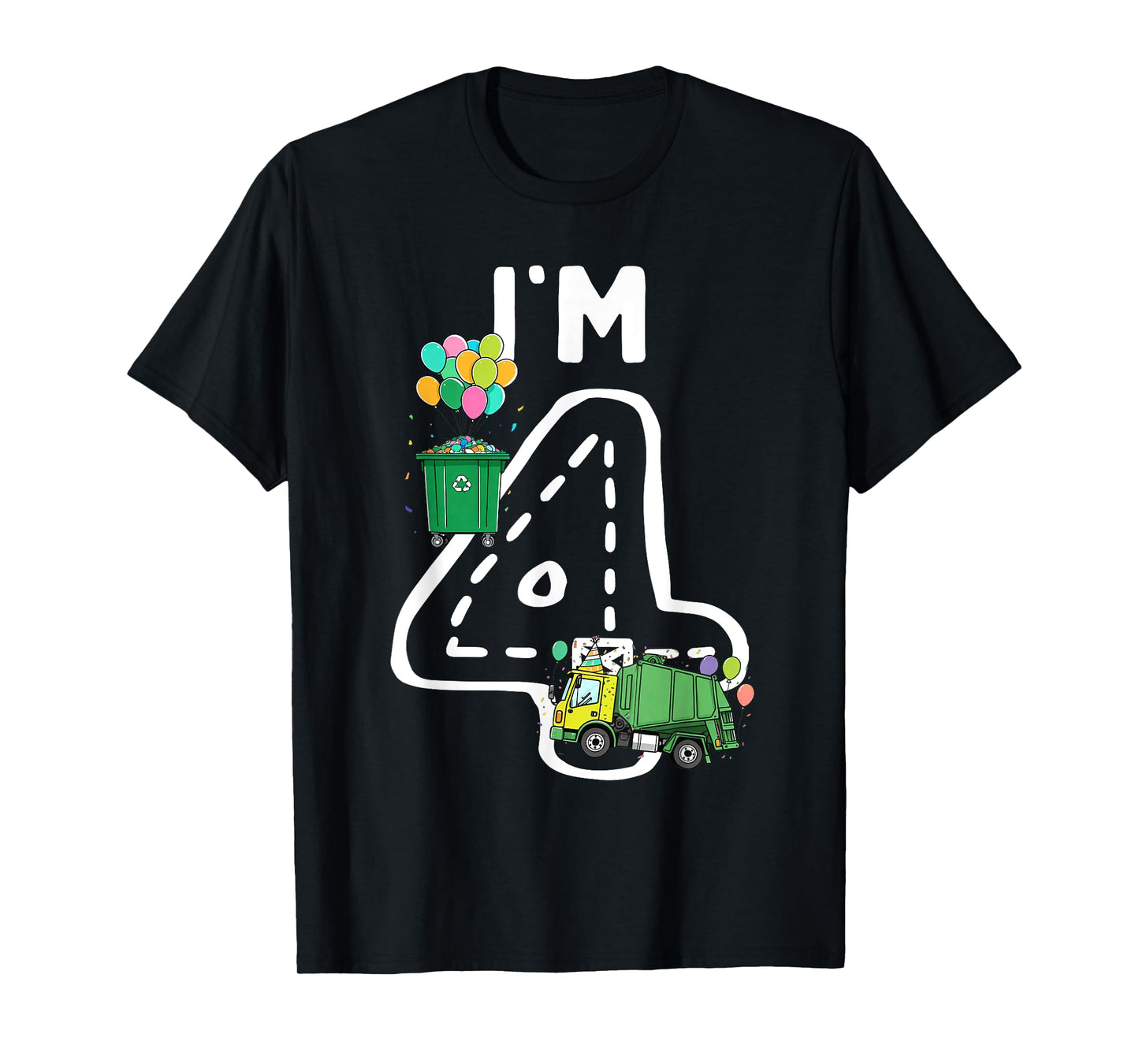 I'm 4 Four Years Old Garbage Truck 4th Birthday Boy Kids T-Shirt