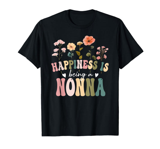Happiness is Being a Nonna Floral Design Nonna Mother's Day T-Shirt
