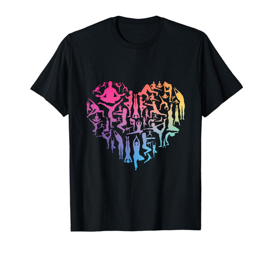 Love Yoga heart meditation pose men girl women Zen Spiritual T-Shirt