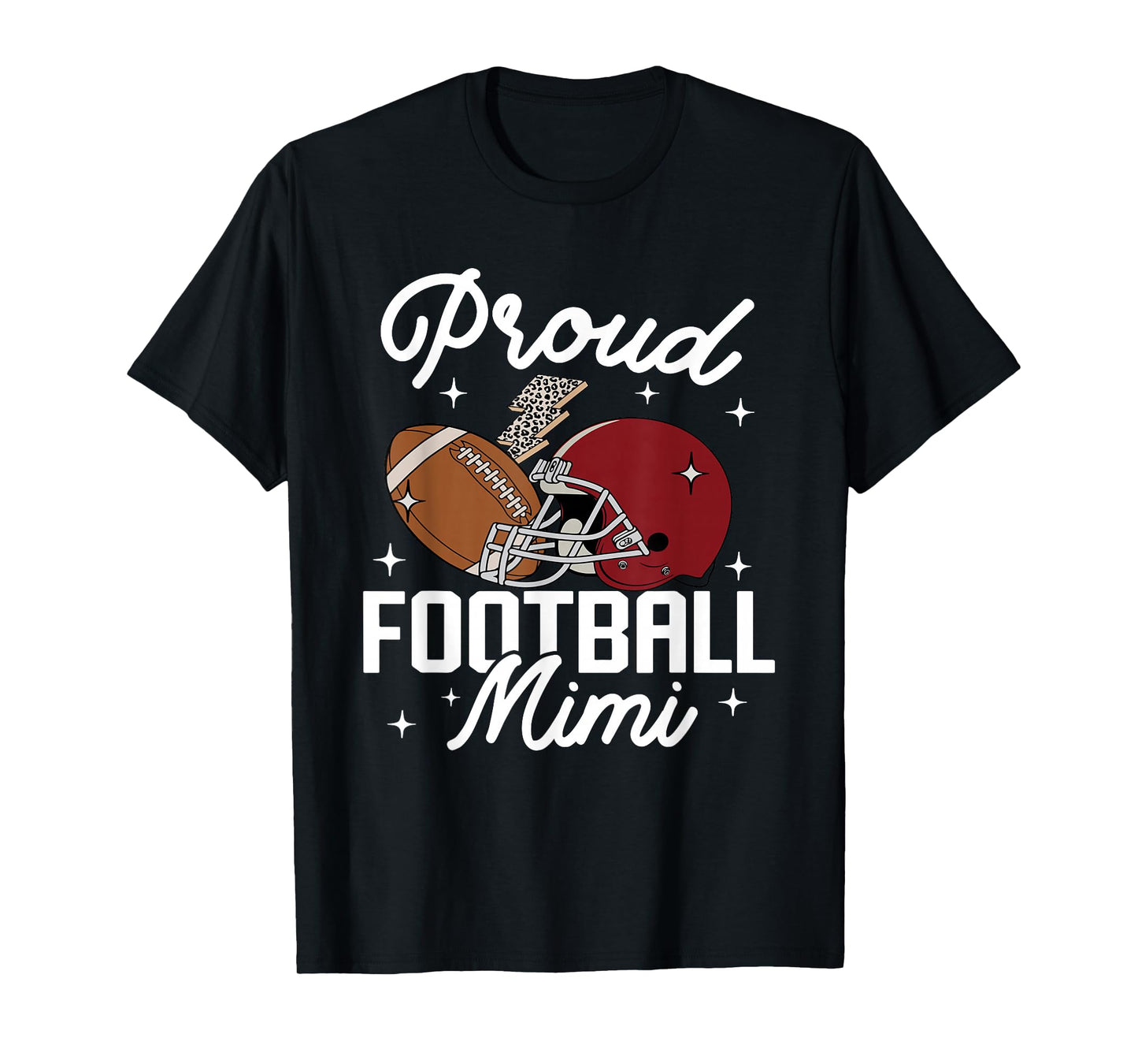 Proud Football Mimi Grandma Leopard American Football Family T-Shirt