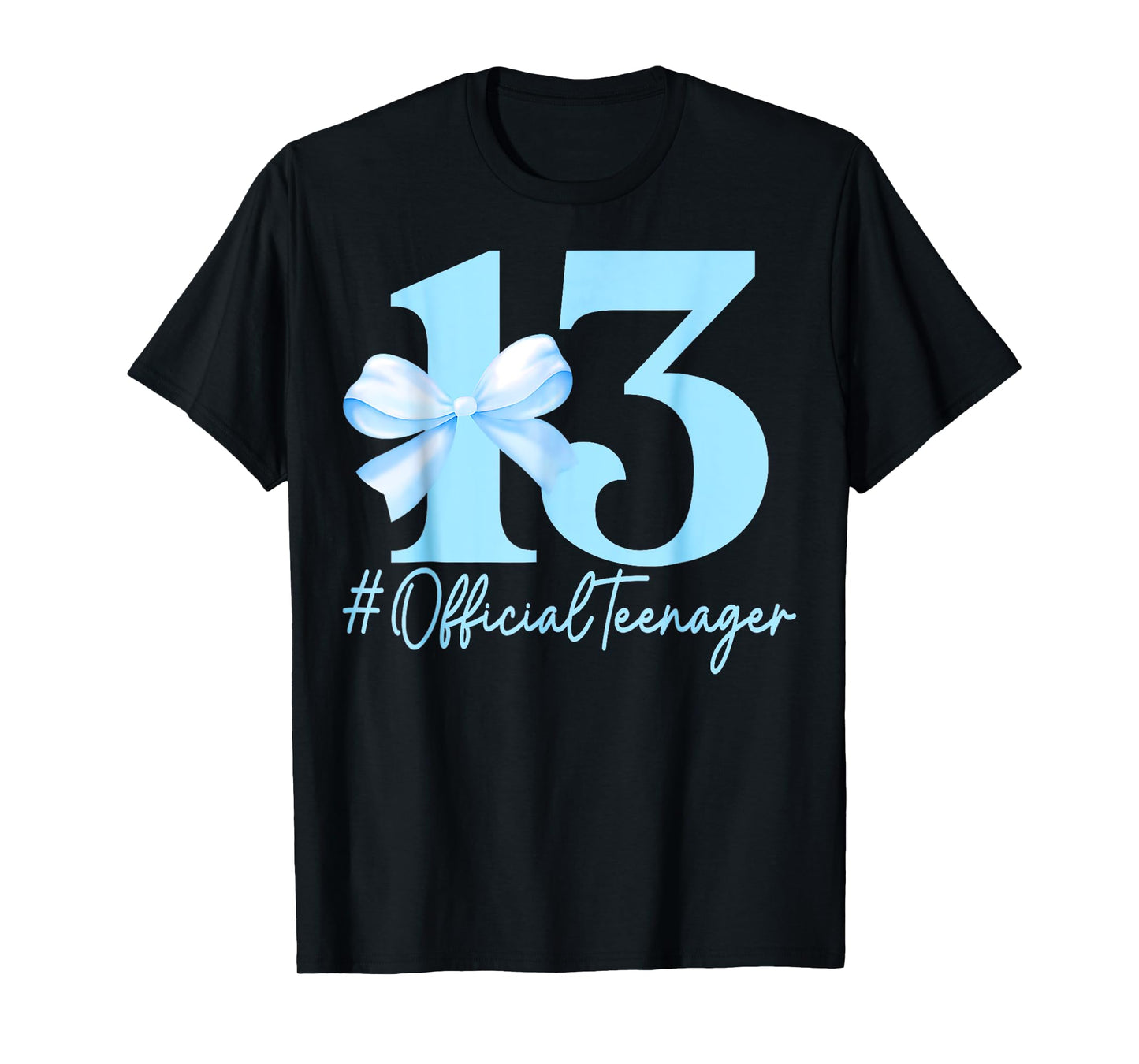 13th Birthday Girl Blue Coquette Bow Official Teenager Girls T-Shirt