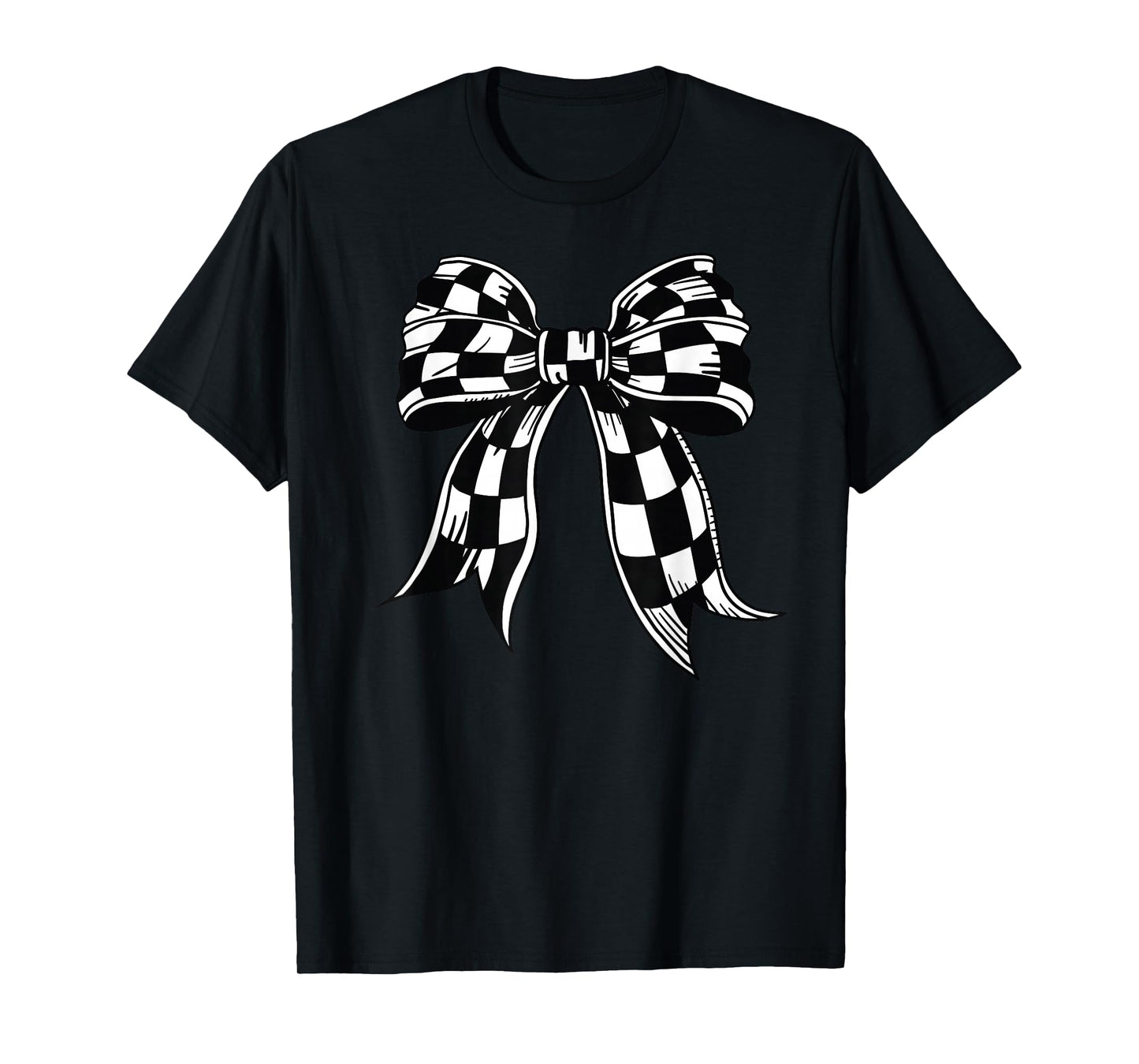 Checkered Bow Tie Flag Automobile Motor Race Car Racing team T-Shirt