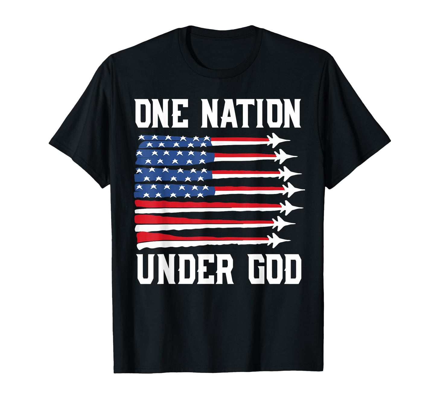 Boy 4th July One Nation Under God USA Fighter Jet Patriotic T-Shirt