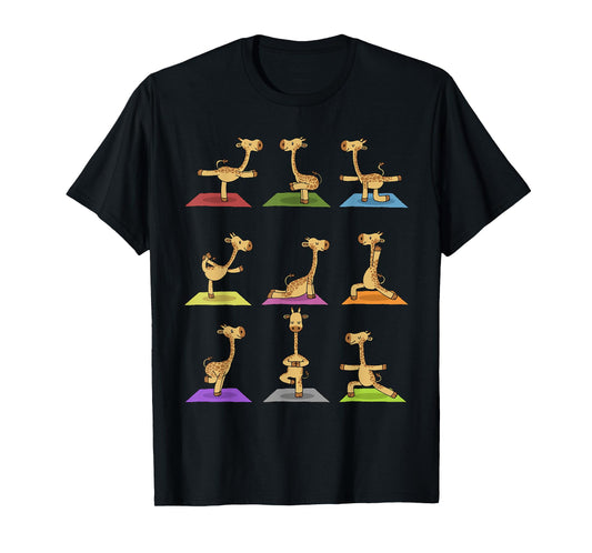 Giraffe Yoga T-Shirt Funny Giraffes In Yoga Poses Sports Tee T-Shirt