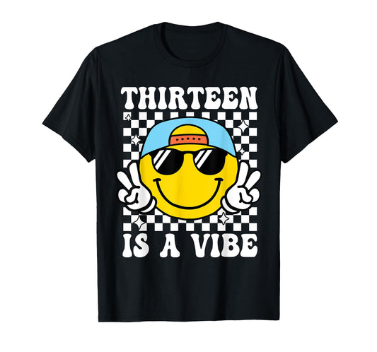 Thirteen is A Vibe 13th Birthday Groovy Boys 13 Years Old T-Shirt