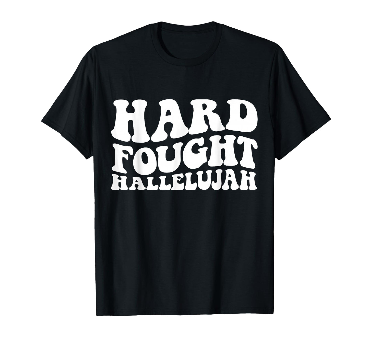 Hard Fought Hallelujah Cross Heart Sparkle Art T-Shirt