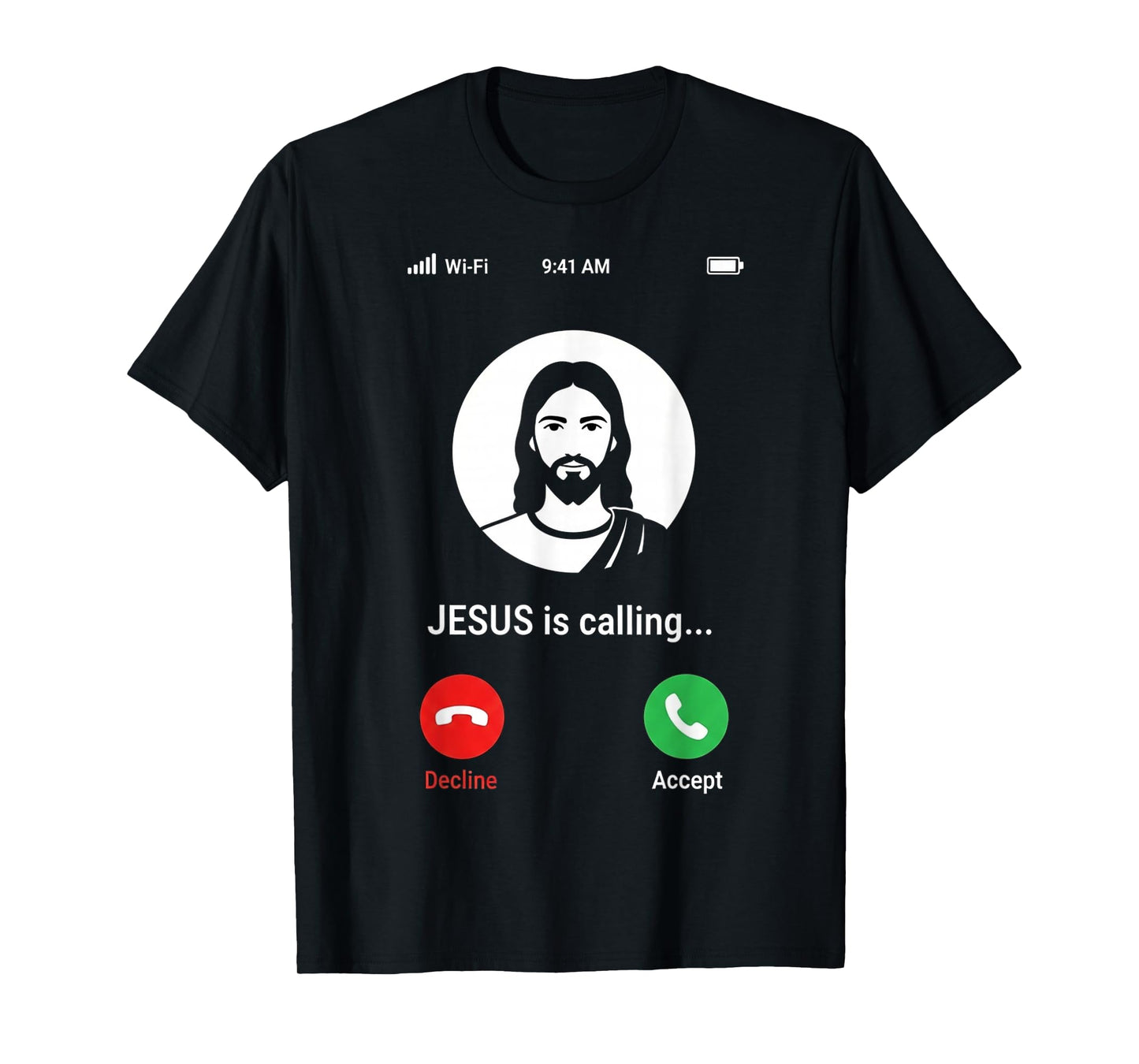 Hold On Jesus is Calling Funny Religious Faith Pun Design T-Shirt