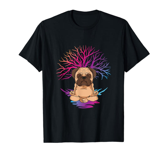 Yoga Pug for meditating dog owner T-Shirt for Men Women Kids