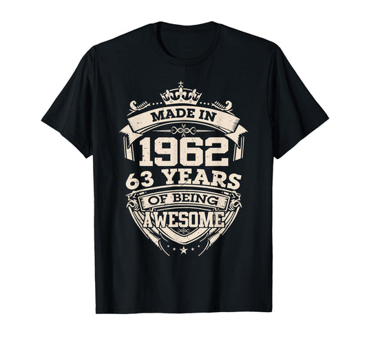 Made in 1962 63 Years of Being Awesome 63th Birthday Vintage T-Shirt