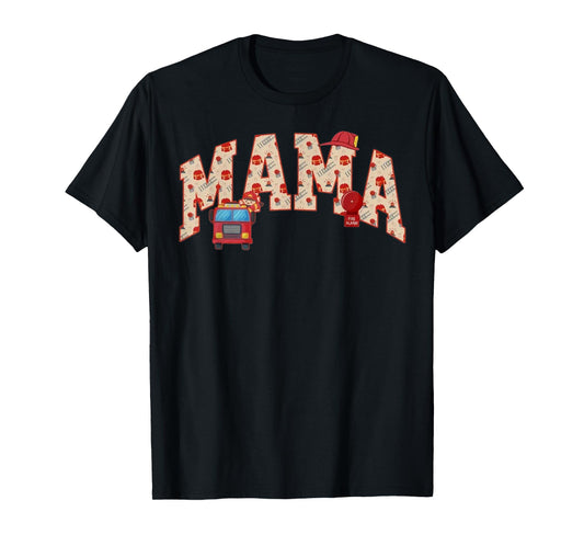 Mama Birthday Boy Fire Truck Firefighter First Birthday Mom T-Shirt