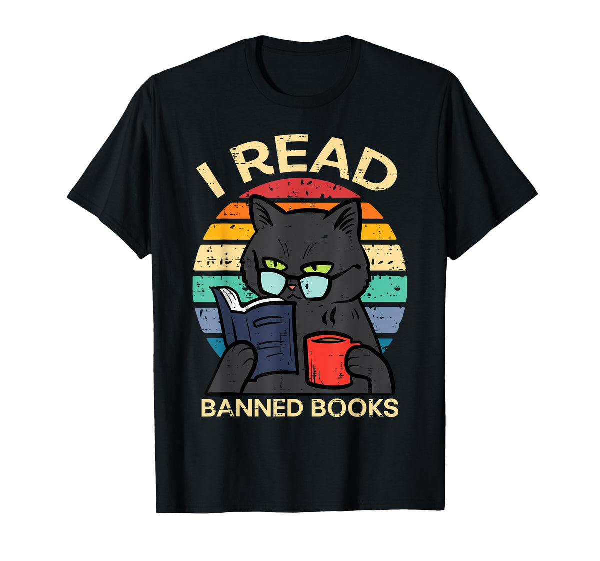 Black Cat Banned Books Funny Read Reading Librarian Women T-Shirt