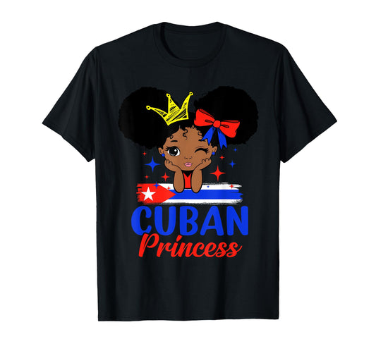 Cuban Princess Cuba Girl Melanin Cute Cuban Flag T-Shirt
