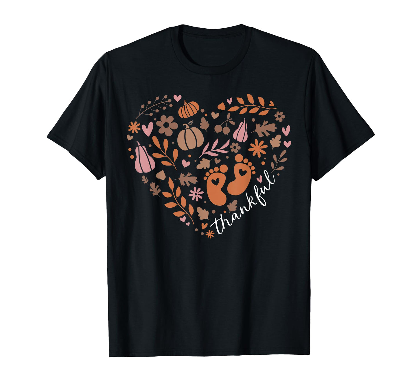 Thankful Pregnancy Announcement Heart Fall Thanksgiving T-Shirt