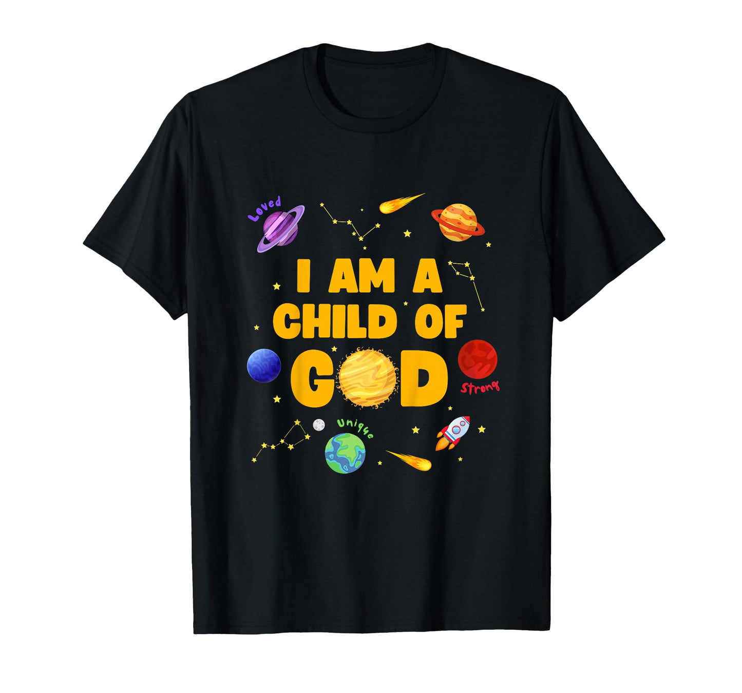 I Am A Child of God Christian Space Kids T-Shirt