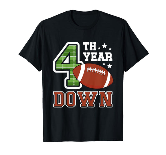 Kids 4th Football Birthday Party 4 Year Old Football Player T-Shirt