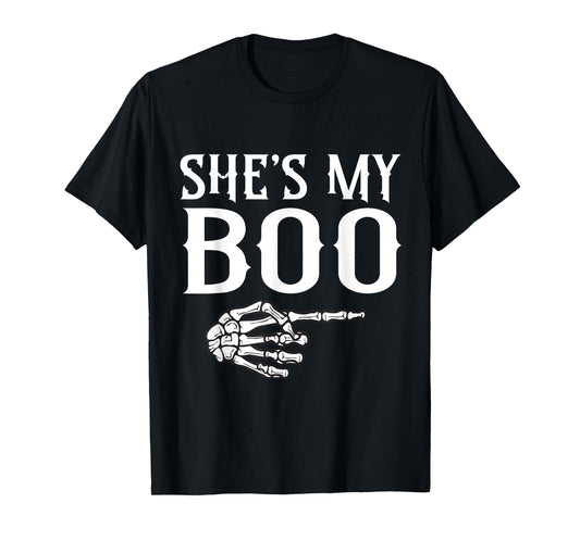 Couples He's My Boo Skeleton Matching Couple Halloween T-Shirt