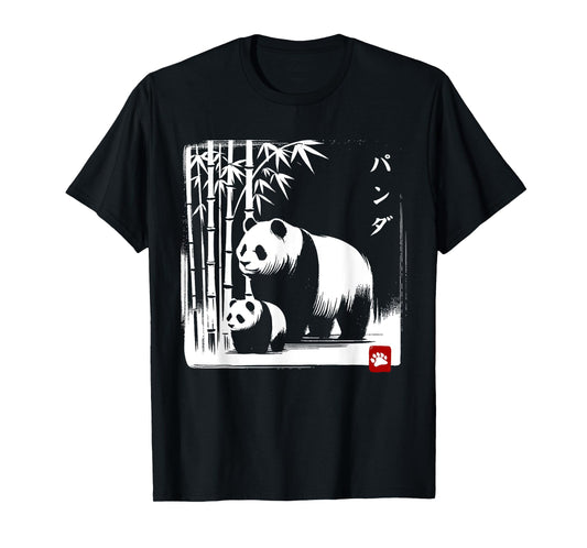 Kawaii Panda Ink Japanese Streetwear Novelty Funny Panda T-Shirt