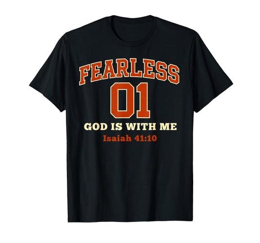 (ON Back) Fearless 01 Sports Jersey Style Isaiah 41:10 Verse T-Shirt