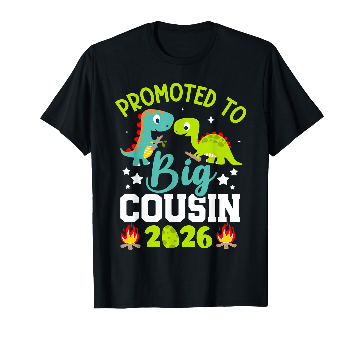 Promoted to Big Cousin 2026 with Dinosaur New Baby Shower T-Shirt