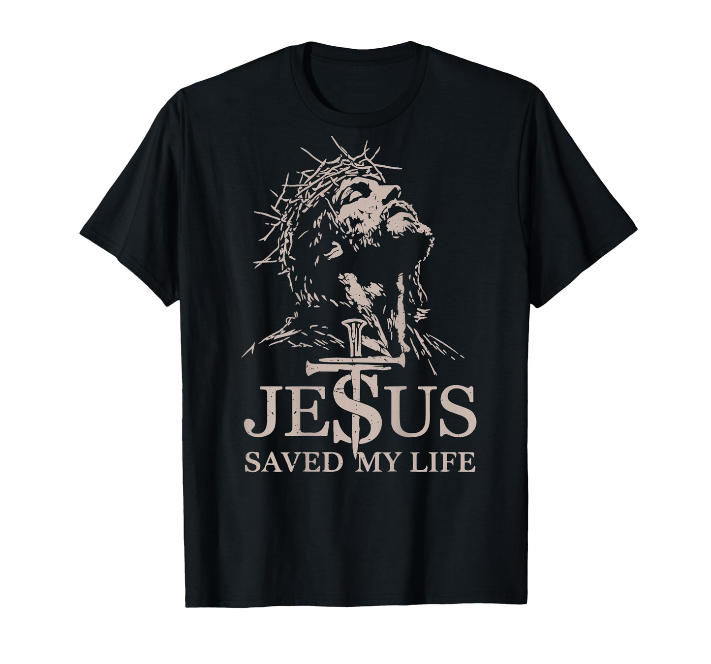 Men's Jesus Christ Saved My Life Christian Grave Religious T-Shirt