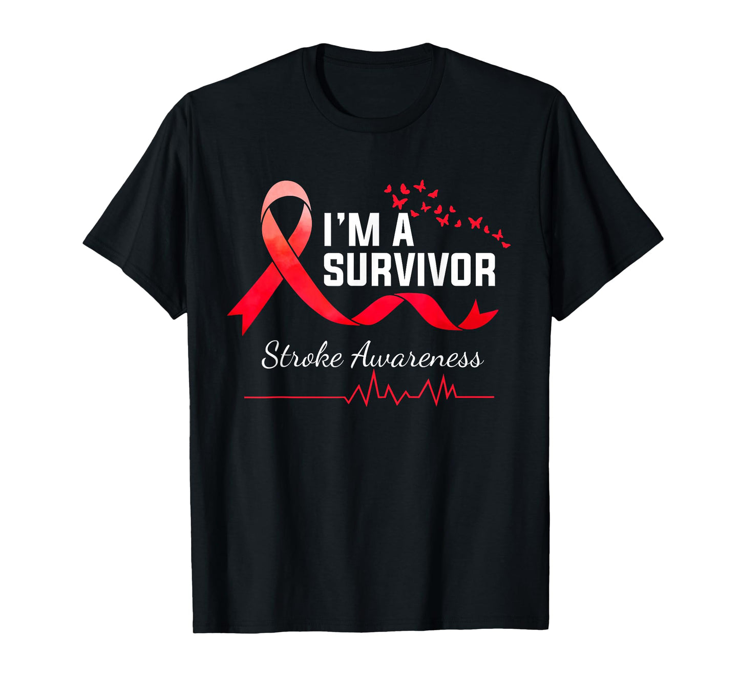I'm A Survivor Stroke Awareness Red Butterfly Heart Stroke T-Shirt