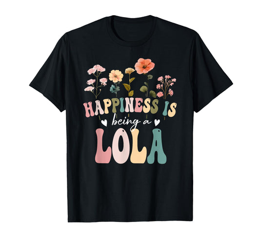 Happiness is Being a Lola Floral Design Lola Mother's Day T-Shirt