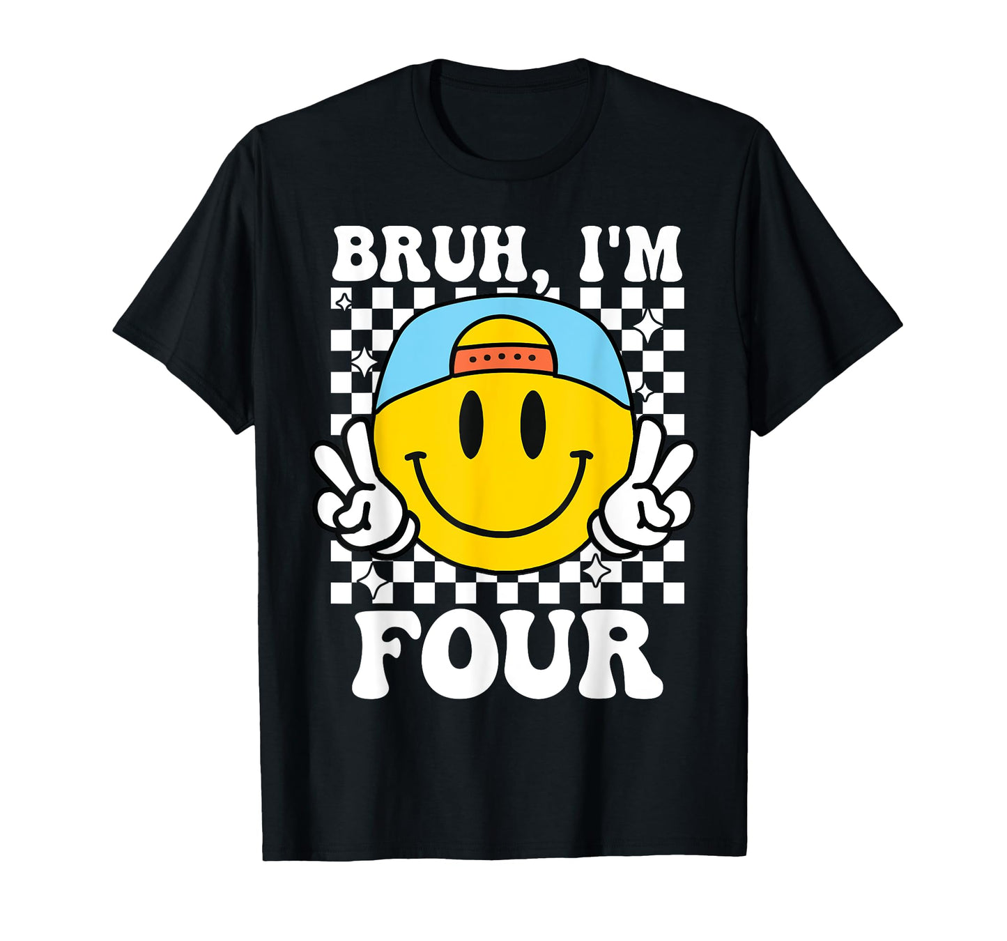 Bruh I'm Four 4 4th Birthday Groovy Boys Girls 4 Years Old T-Shirt