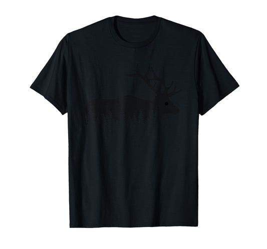 Elk Trees Silhouette Buck Deer Hunting Outdoors T-Shirt