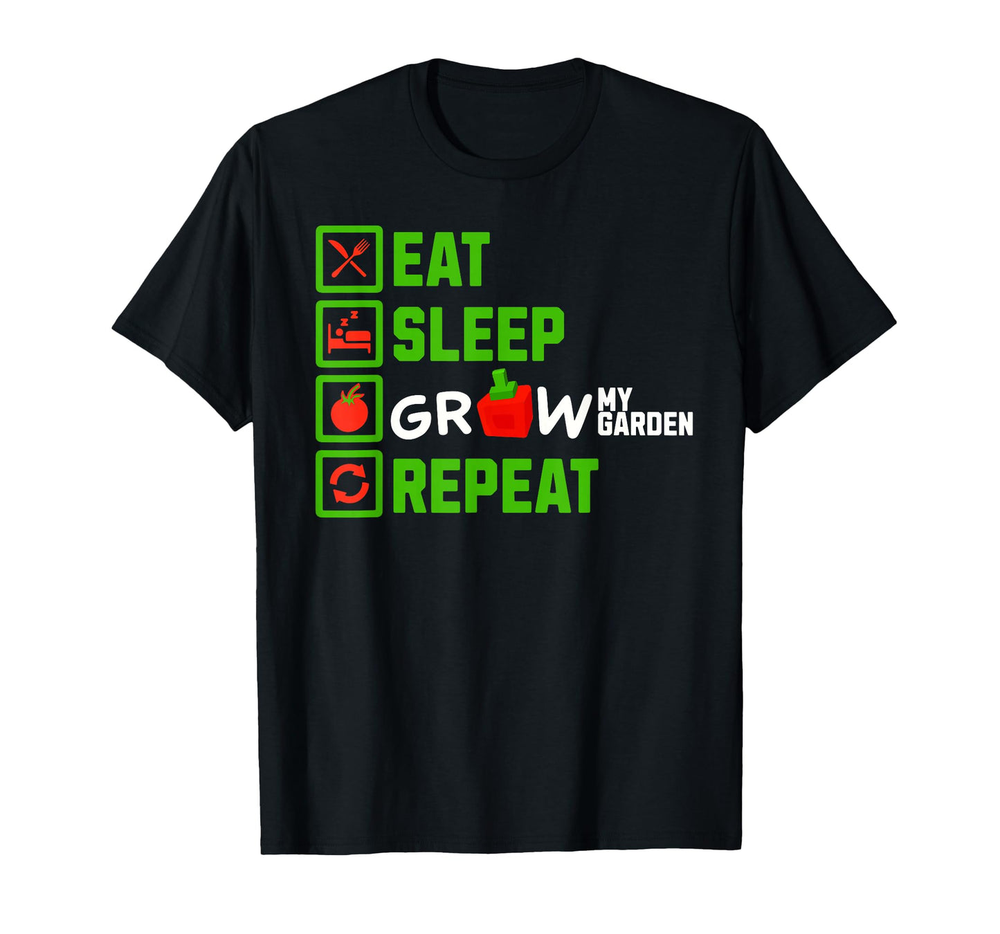 EAT Sleep Grow My Garden Repeat Boys Girls Gamer Gaming Tee T-Shirt