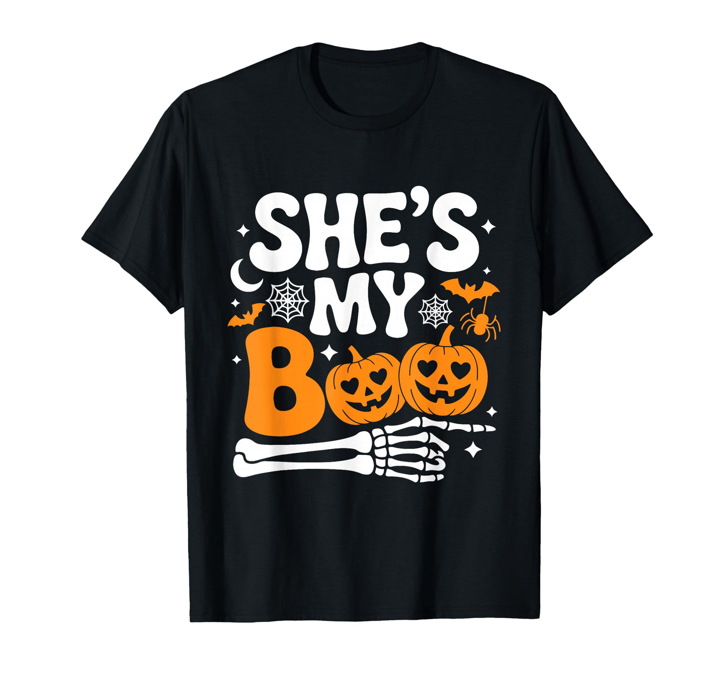 She's My Boo Pumpkin Matching Couple Halloween Men Women T-Shirt