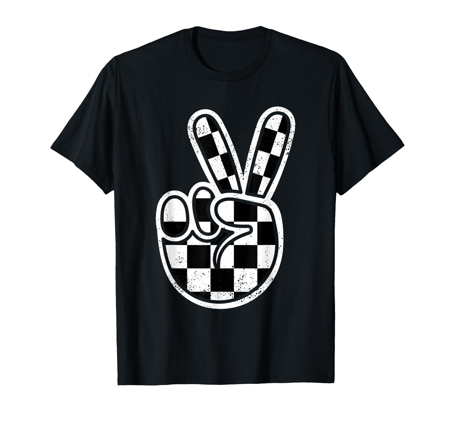 Checkered Peace Sign 60s 70s 80s Race Car Gamer Boys Toddler T-Shirt