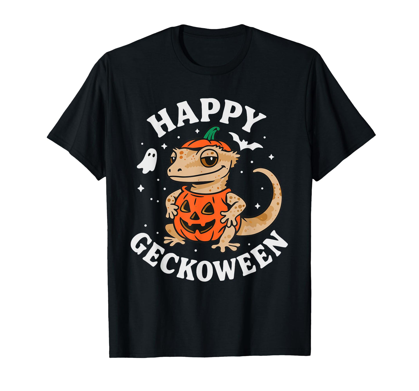 Funny Halloween Cute Crested Eyelash Gecko Pumpkin Costume T-Shirt