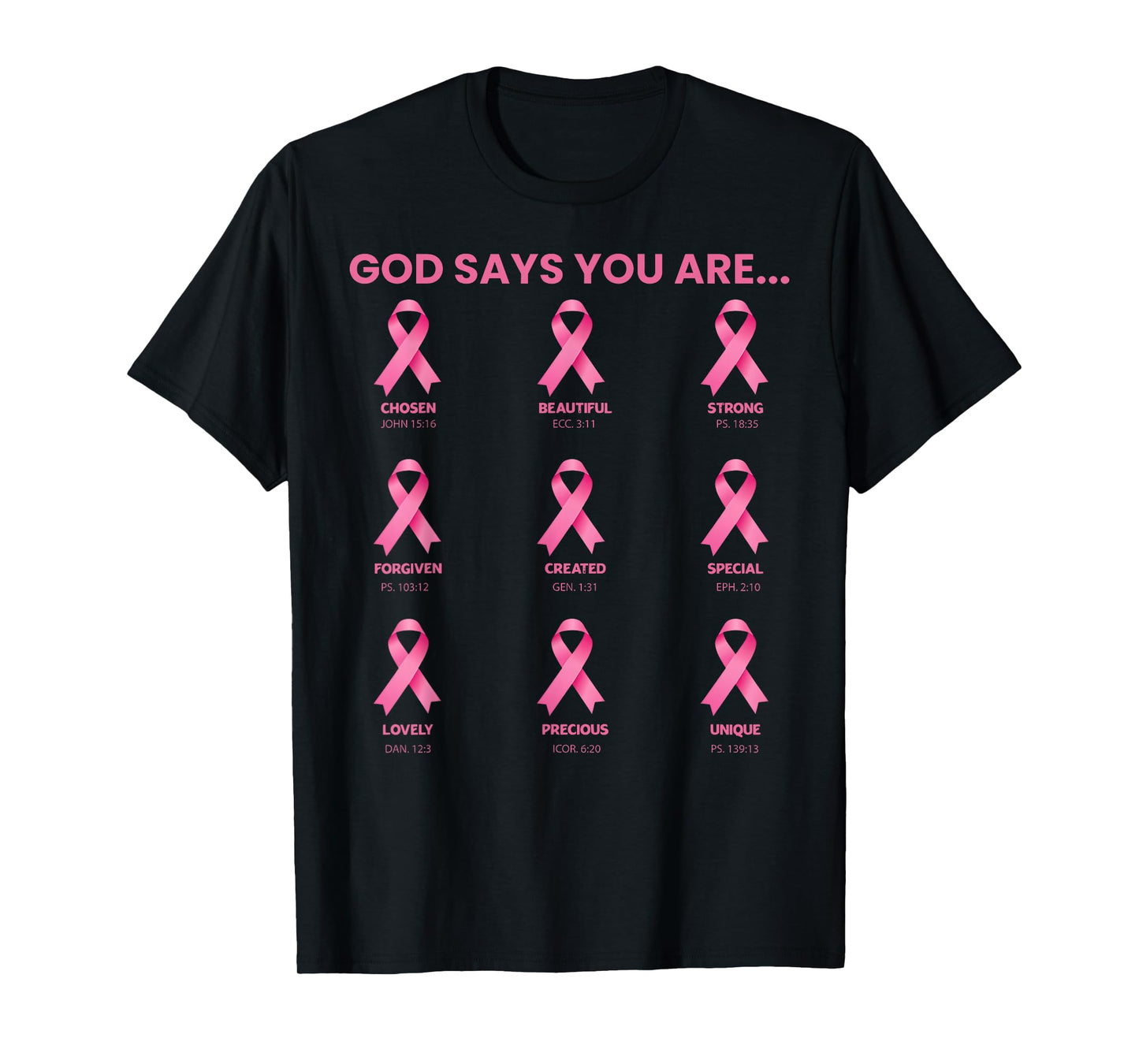 God Says You are Breast Cancer Christian Pink Ribbons Bible T-Shirt