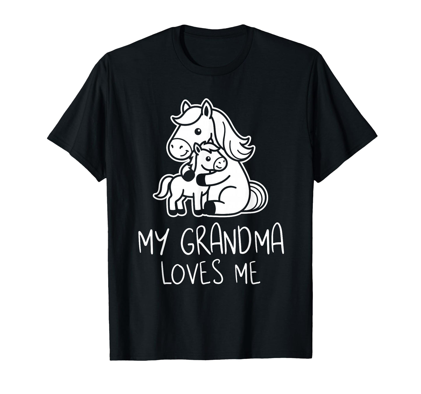 Cute Baby & Grandma My Grandmom Loves Me Horse T-Shirt