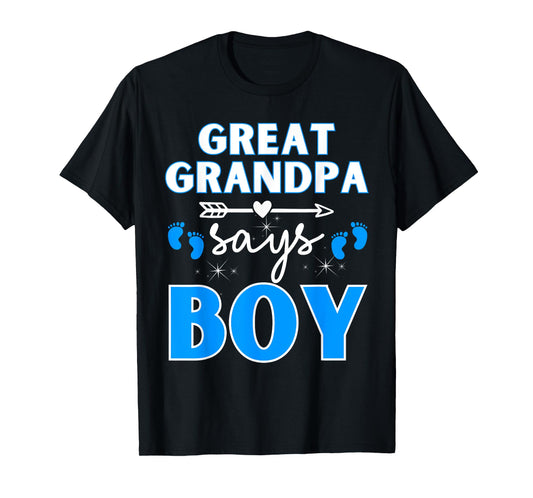 Great Grandpa Says Boy Gender Reveal Team Blue Pregnancy Tee T-Shirt