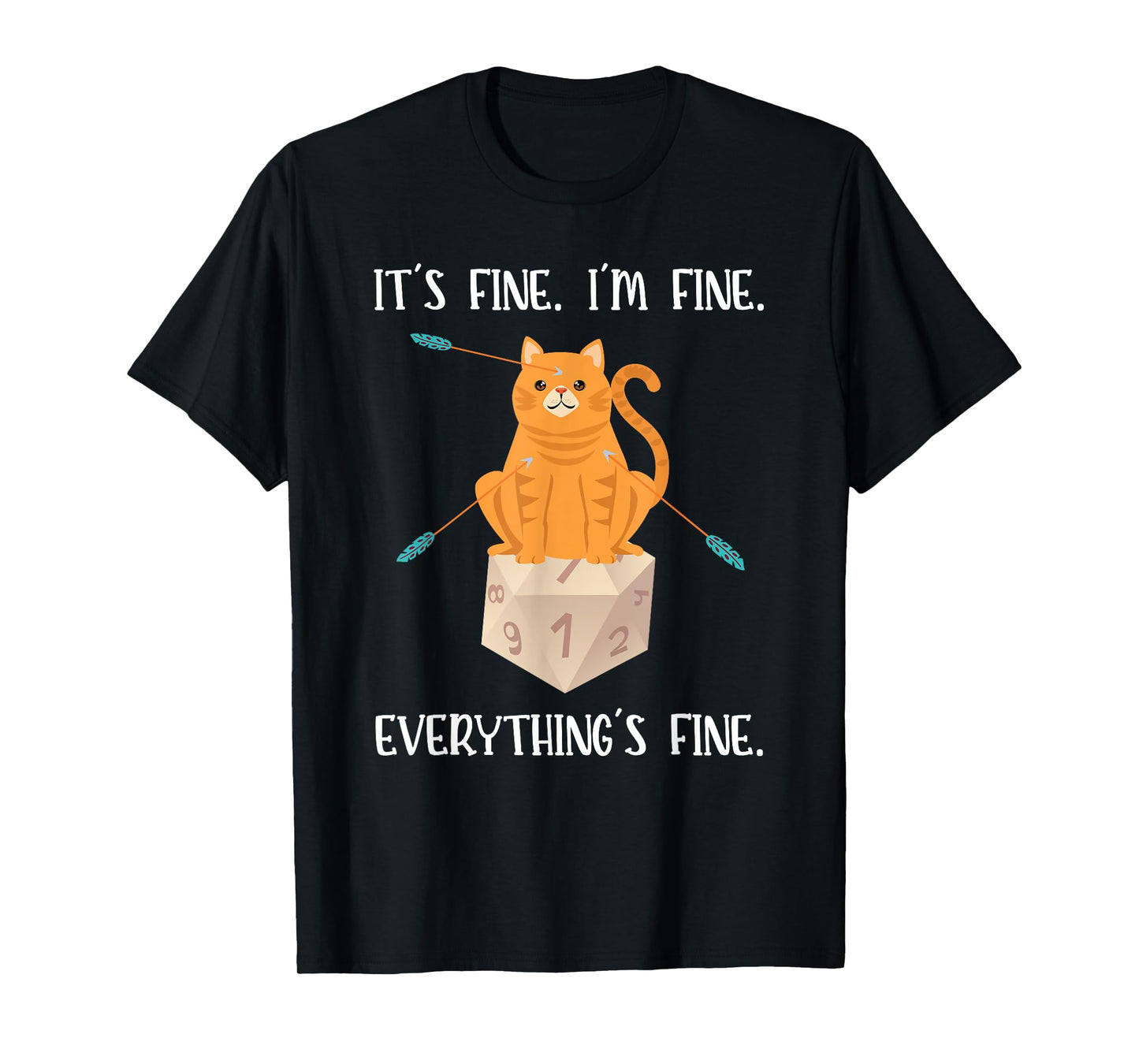 It's Fine RPG Gamer Cat D20 Dice Geek T-Shirt