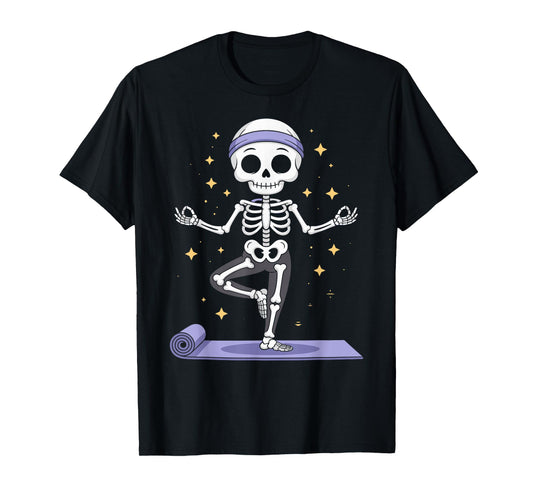 Skeleton Yoga Halloween Meditation T-Shirt