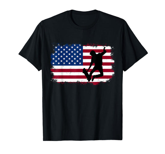 Skateboarding Skater Skate Board American Flag Men Boys T-Shirt