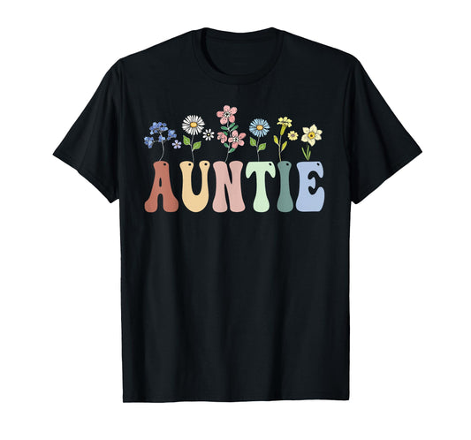 Auntie Gifts Women Wildflower Floral Design Auntie T-Shirt