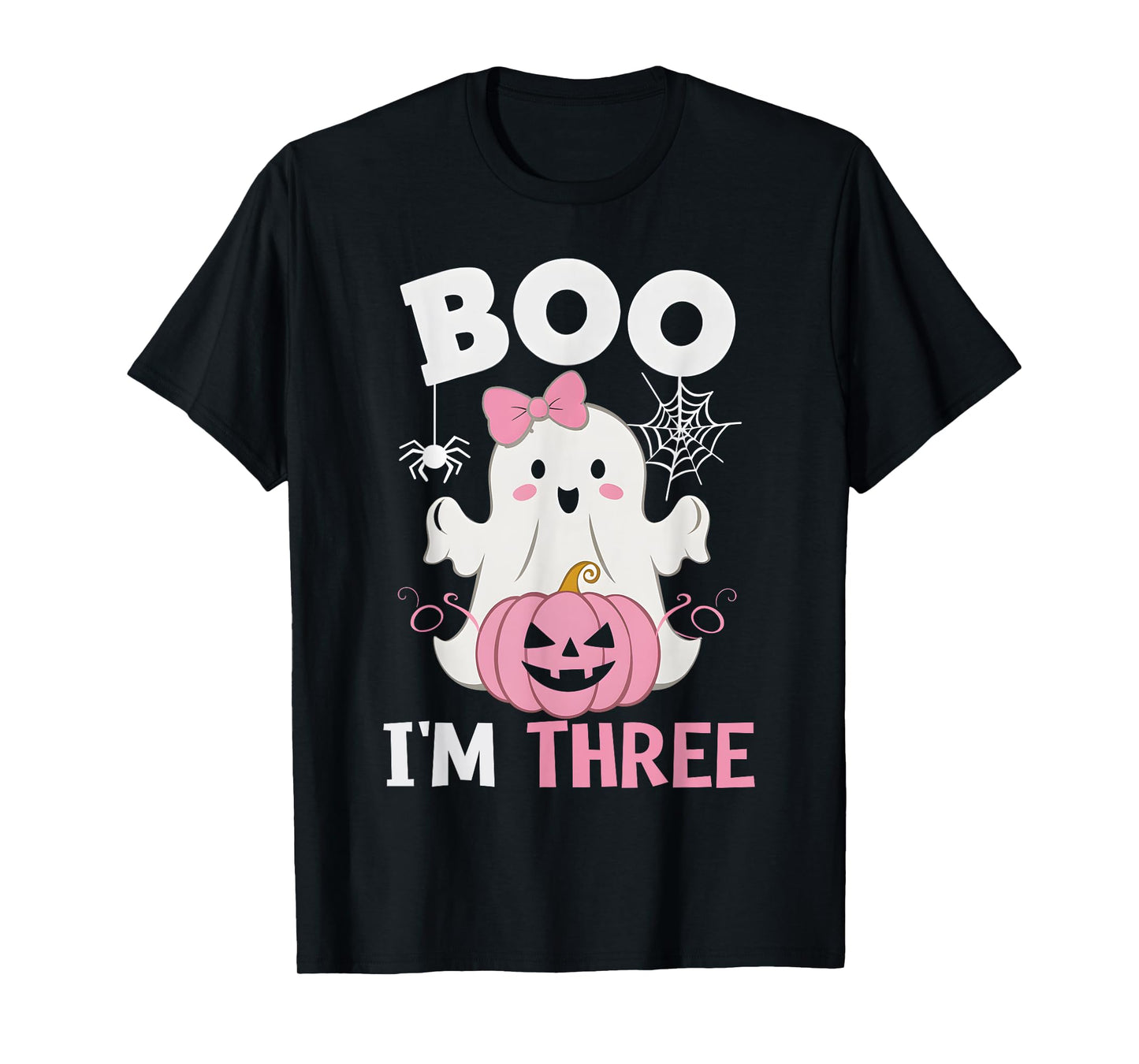 Ghost Boo I'm Three Year 3rd Birthday Girls Halloween Groovy T-Shirt