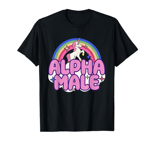 Alpha Male Unicorn Funny Sarcastic Ironic Weird Y2K Humor T-Shirt