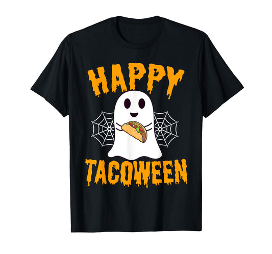 Happy Tacoween Food Funny Halloween Ghost Tacos T-Shirt