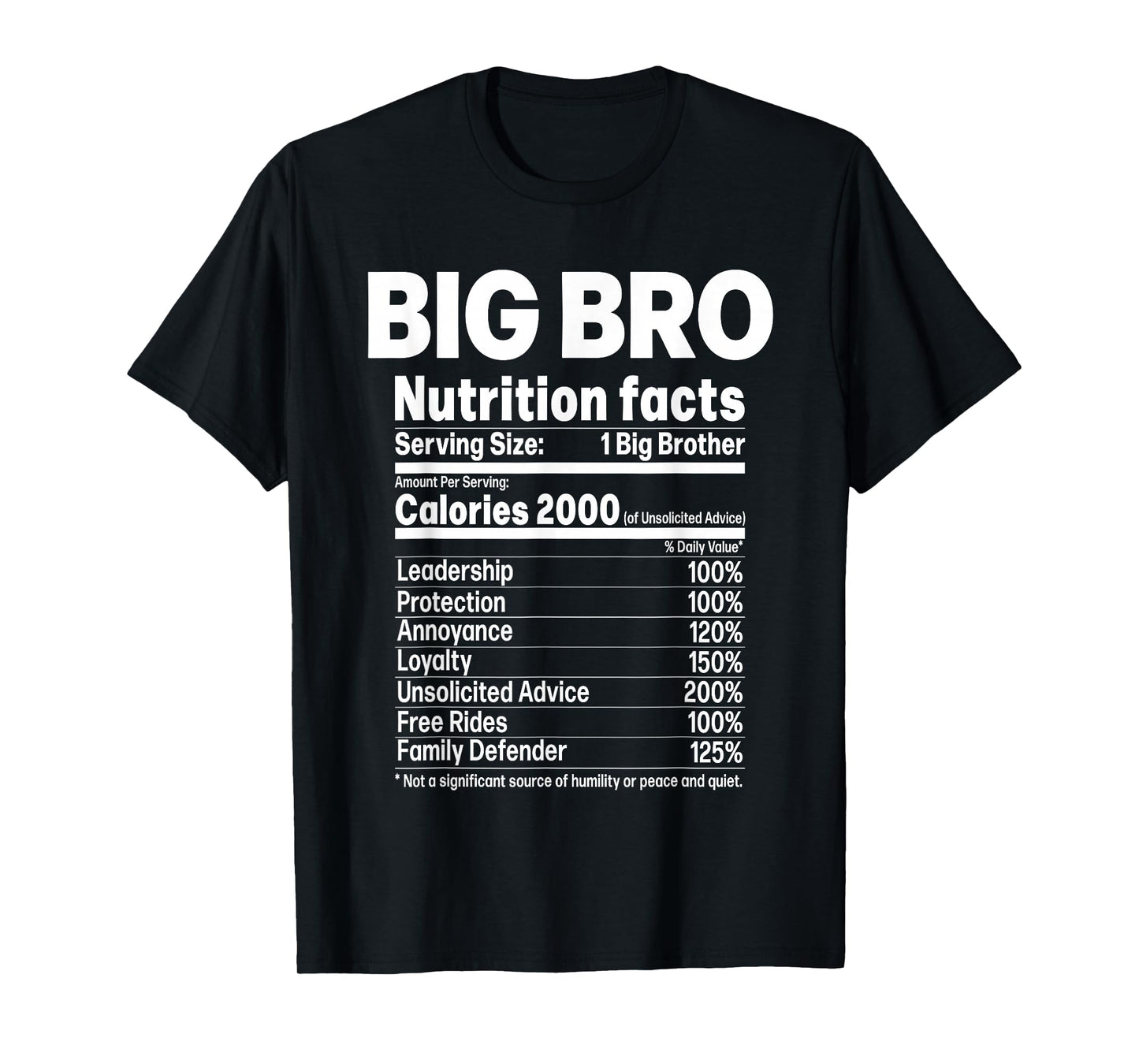 Big Brother Funny Sibling Humor Big Bro Nutrition Facts T-Shirt